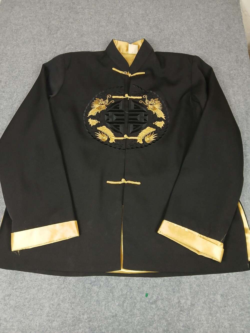 Mimi Vintage Black Gold Embroidered Dragon Chinese Jacket MandarinMimi...